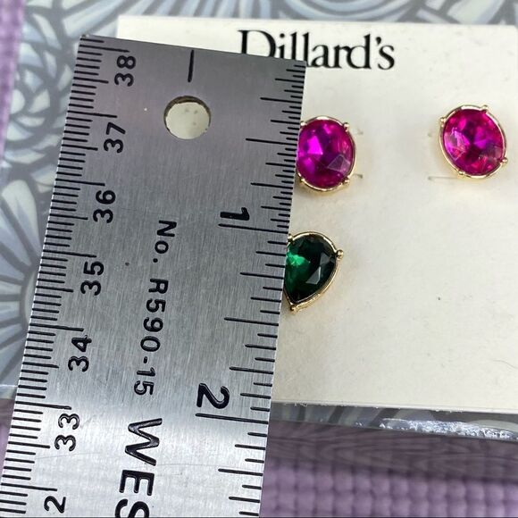 Dillard’s Jewel Tone Rhinestone Stud Earring Set - Picture 5 of 6